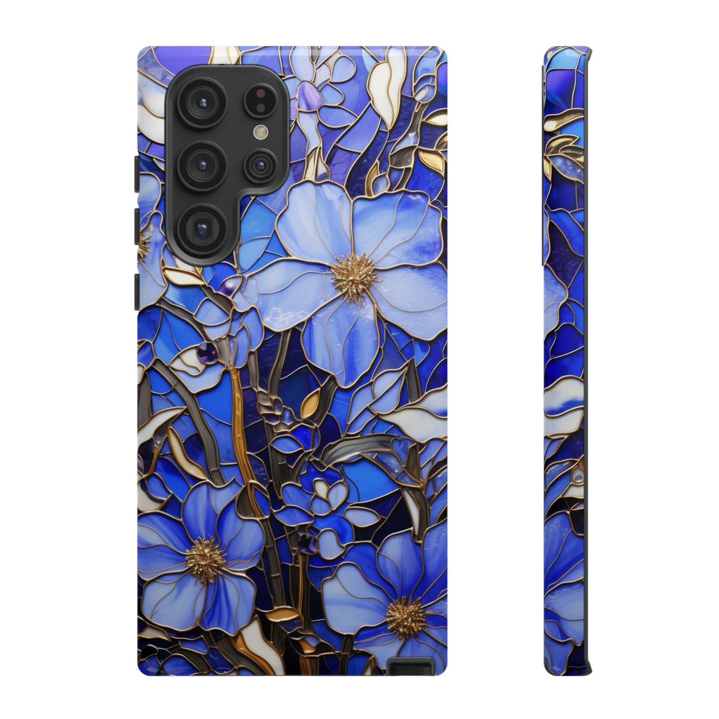 Periwinkle Stained Glass with Gold Inlay Phone Case for iPhone 15, 14, Pro Max, 13, 12 & Samsung Galaxy S23, S22, S21, Google Pixel