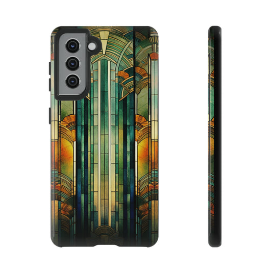 Art Deco Stained Glass floral Phone Case for iPhone 15, 14, Pro Max, 13, 12 & Samsung Galaxy S23, S22, S21, Google Pixel