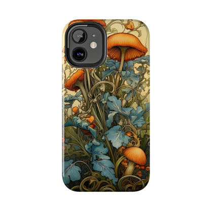 Vintage Mushroom iPhone Case Floral Aesthetic Art Nouveau Retro Phone Tough Case iPhone 14 Plus 13 12 7 8 SE Hippie Boho Style