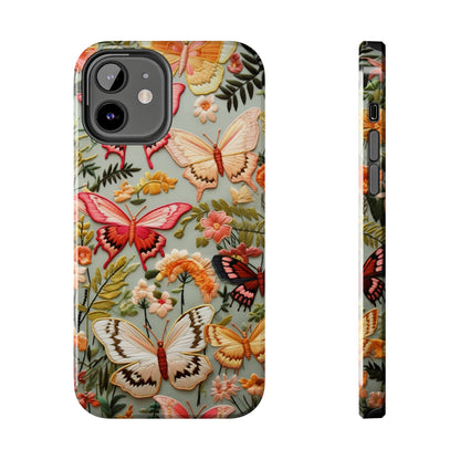 Embroidery Butterflies iPhone Case | Whimsical Elegance and Nature's Beauty in Handcrafted Detail