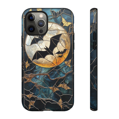 Halloween Phone Case Bats Stained Glass Style Spooky Moon Phone Cover