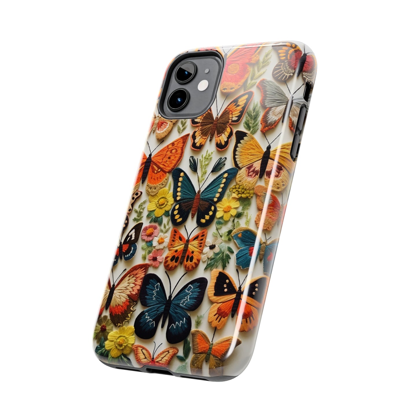 Embroidery Butterflies iPhone Case | Whimsical Elegance and Nature's Beauty in Handcrafted Detail