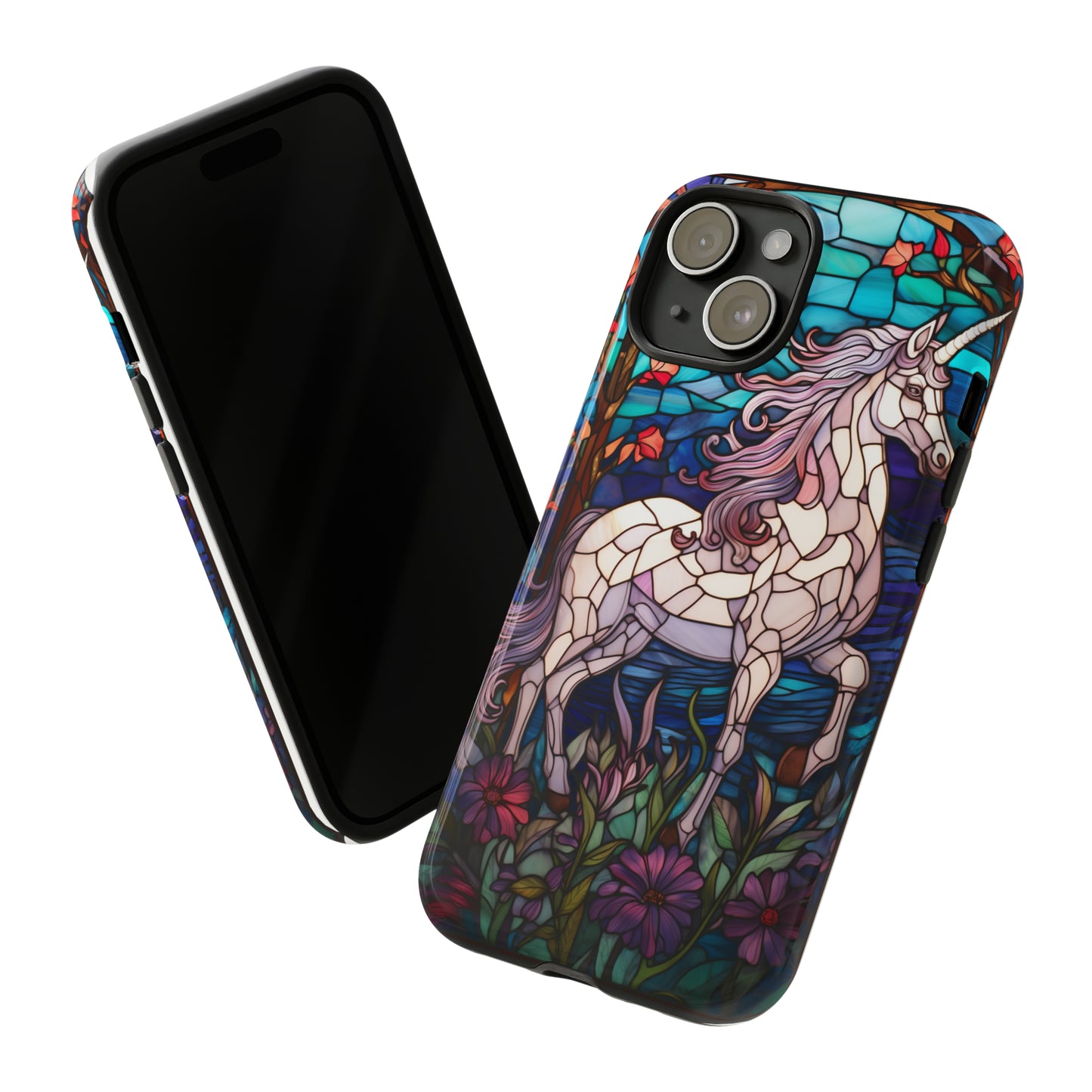 Unicorn Stained Glass iPhone, iPhone Case Retro Samsung Galaxy Phone Tough Case iPhone 15 14 Plus 13 12 7 8 Se Hippie Boho Style