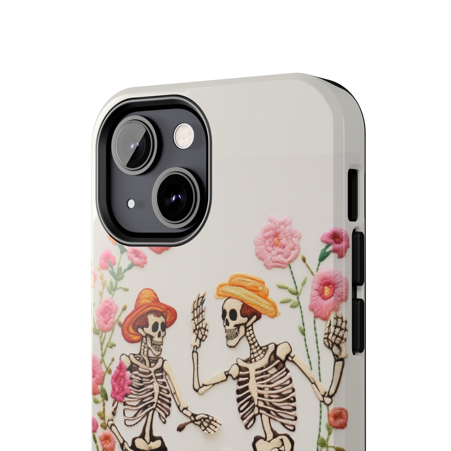 Dancing Halloween Skeletons Embroidery iPhone Case | iPhone X to iPhone 14 Pro Max