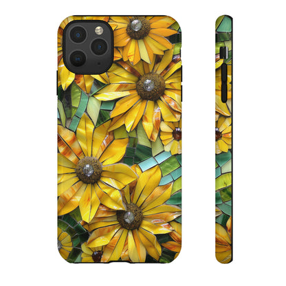 Yellow and Gold Daisy Mosaic Stained Glass Phone Case for iPhone 15, 14, Pro Max, 13, 12 & Samsung Galaxy S23, S22, S21, Google Pixel