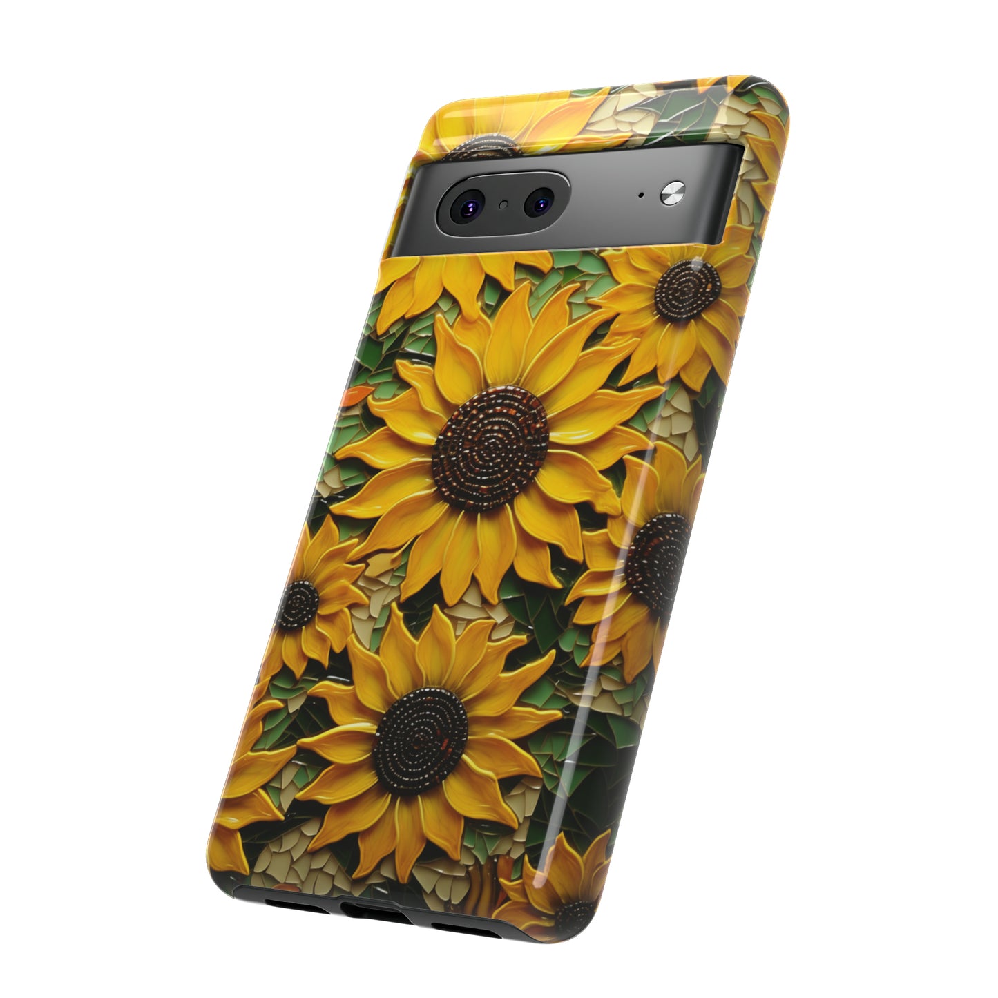 Sunflower Floral Color Explosion Mosaic Glass