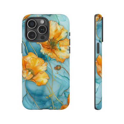 Gold Poppies Color Splash Floral Design Phone Case