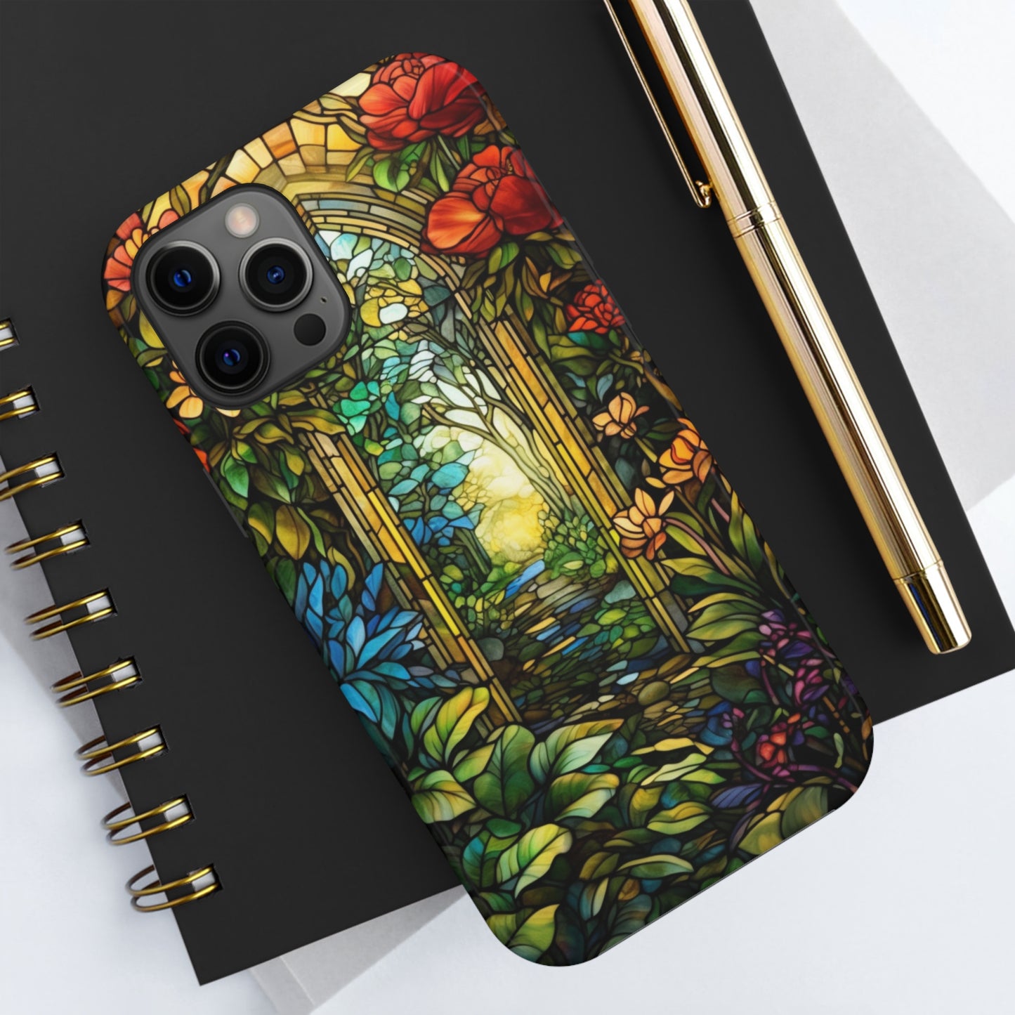 Secret Garden Stained Glass iPhone Tough Case | Unveil the Beauty of Nature with Reliable Protection
