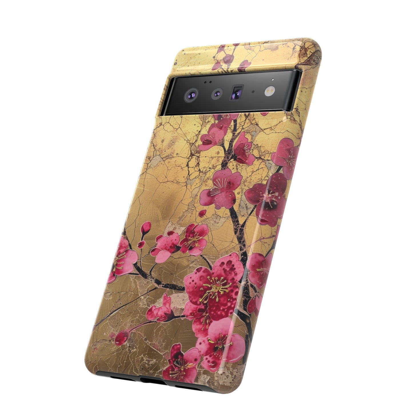 Pink Forget Me Nots Gold Floral Phone Case