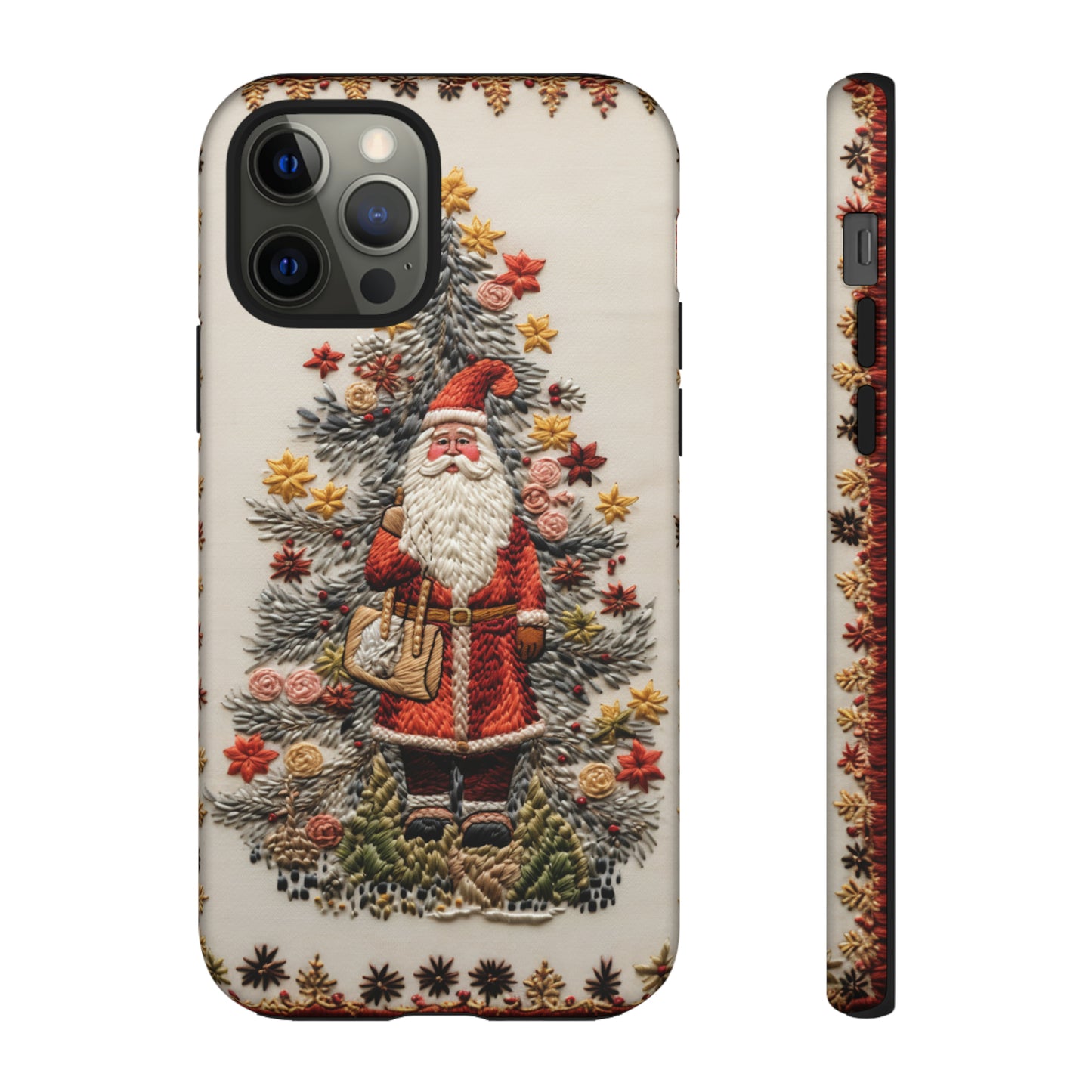 Vintage Embroidery Christmas Santa Phone Case