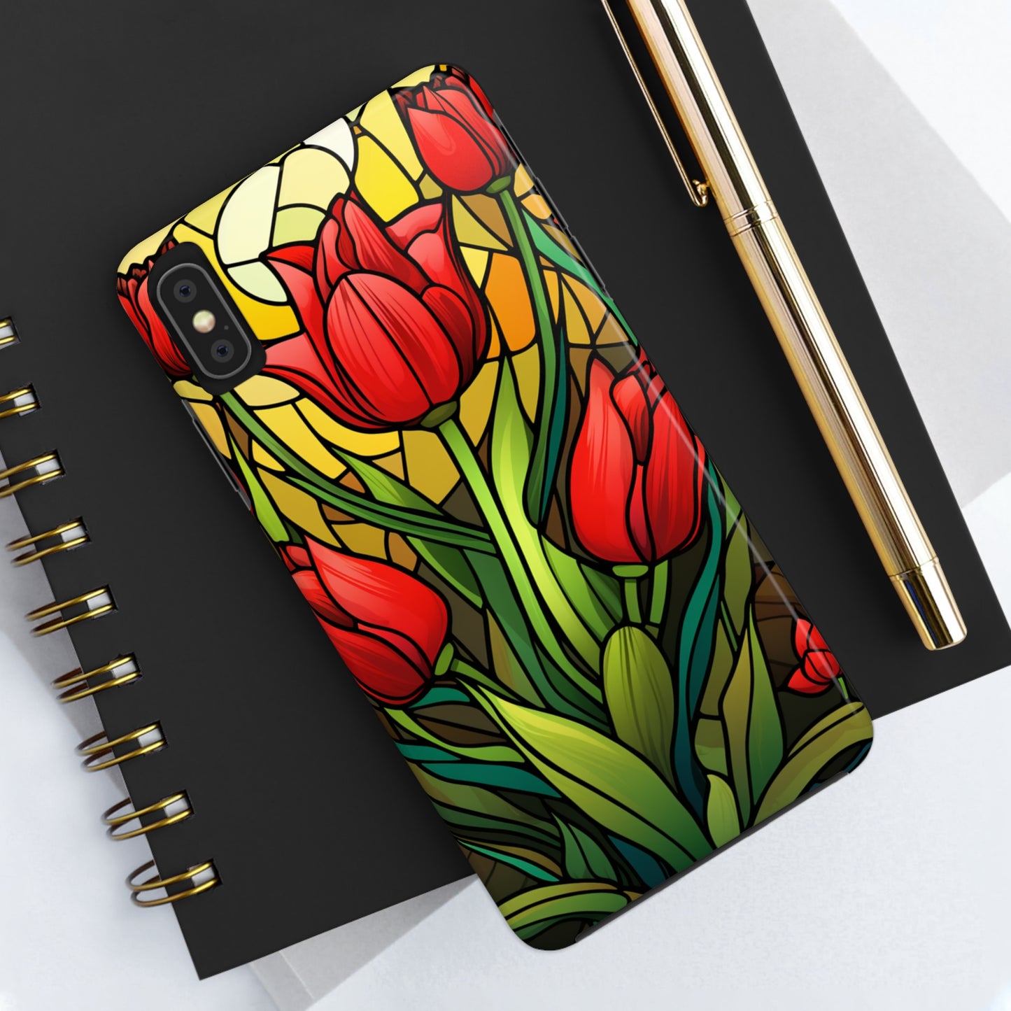 Stained Glass Tulip Floral Aesthetic iPhone Case | Embrace the Beauty of Nature in Full Bloom