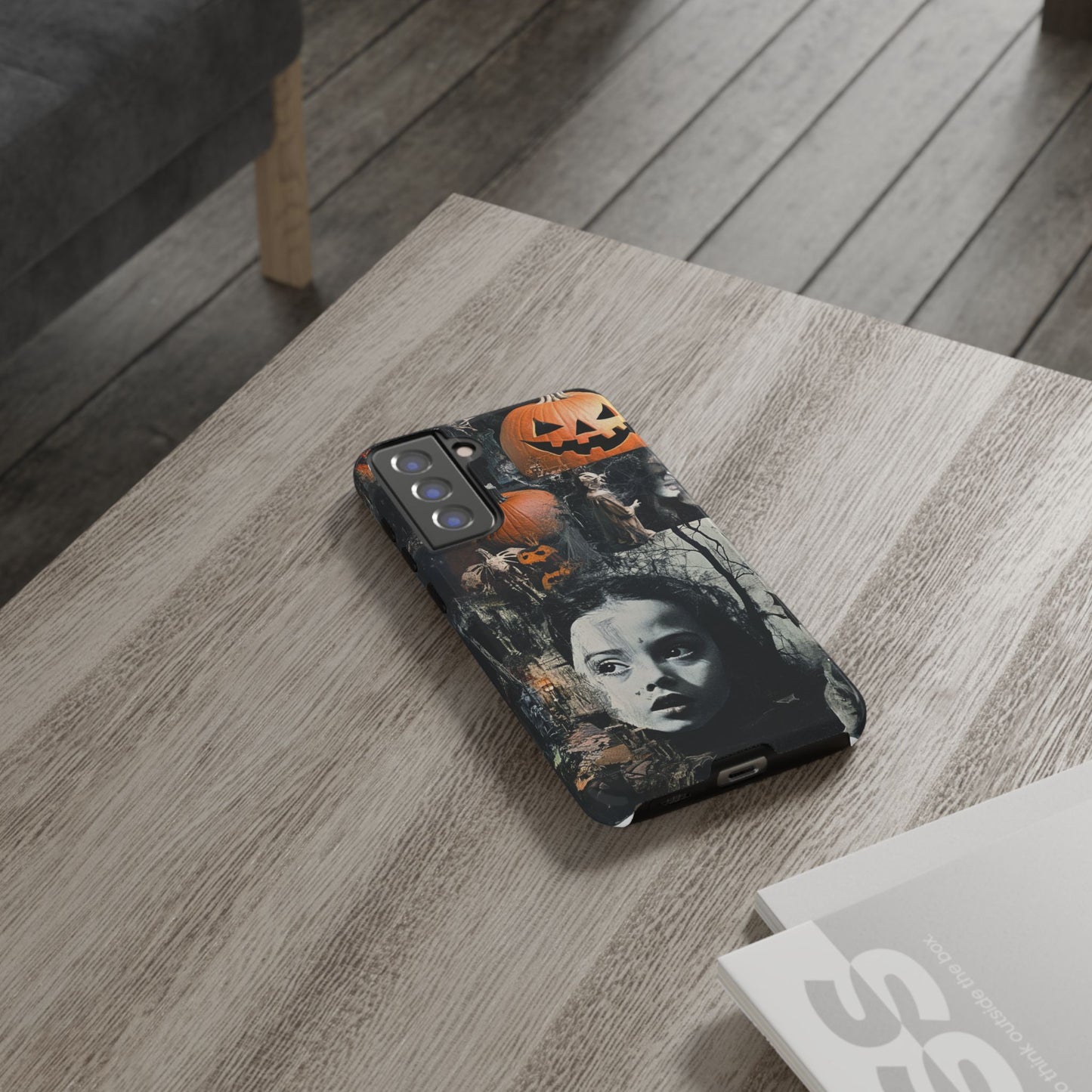 Vintage Halloween Collage Wednesday Goth Style Jackolantern Spooky Phone Cover