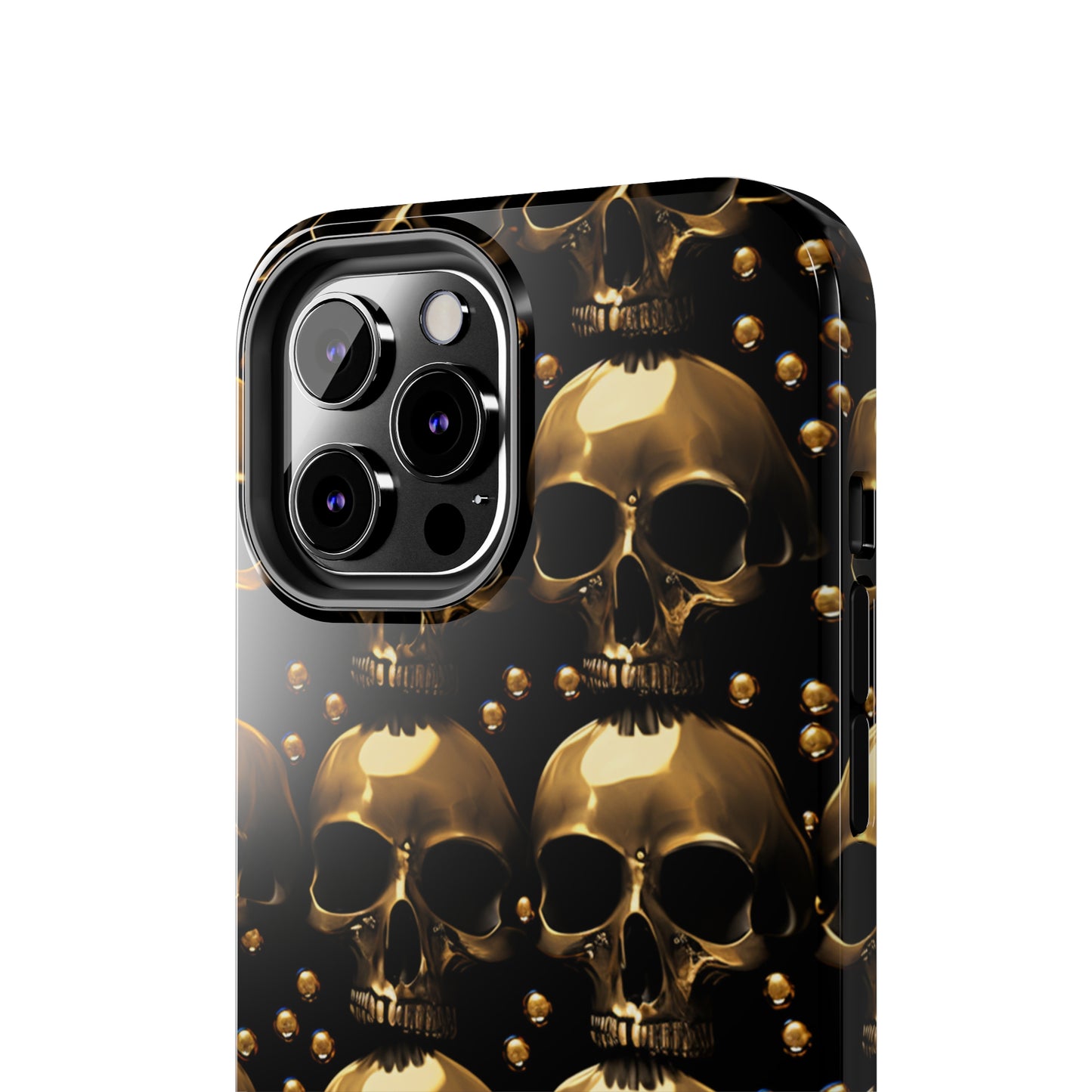 iPhone Case Golden Enigma: Where Goth Meets Glamour | Gold Skulls iPhone Tough Case