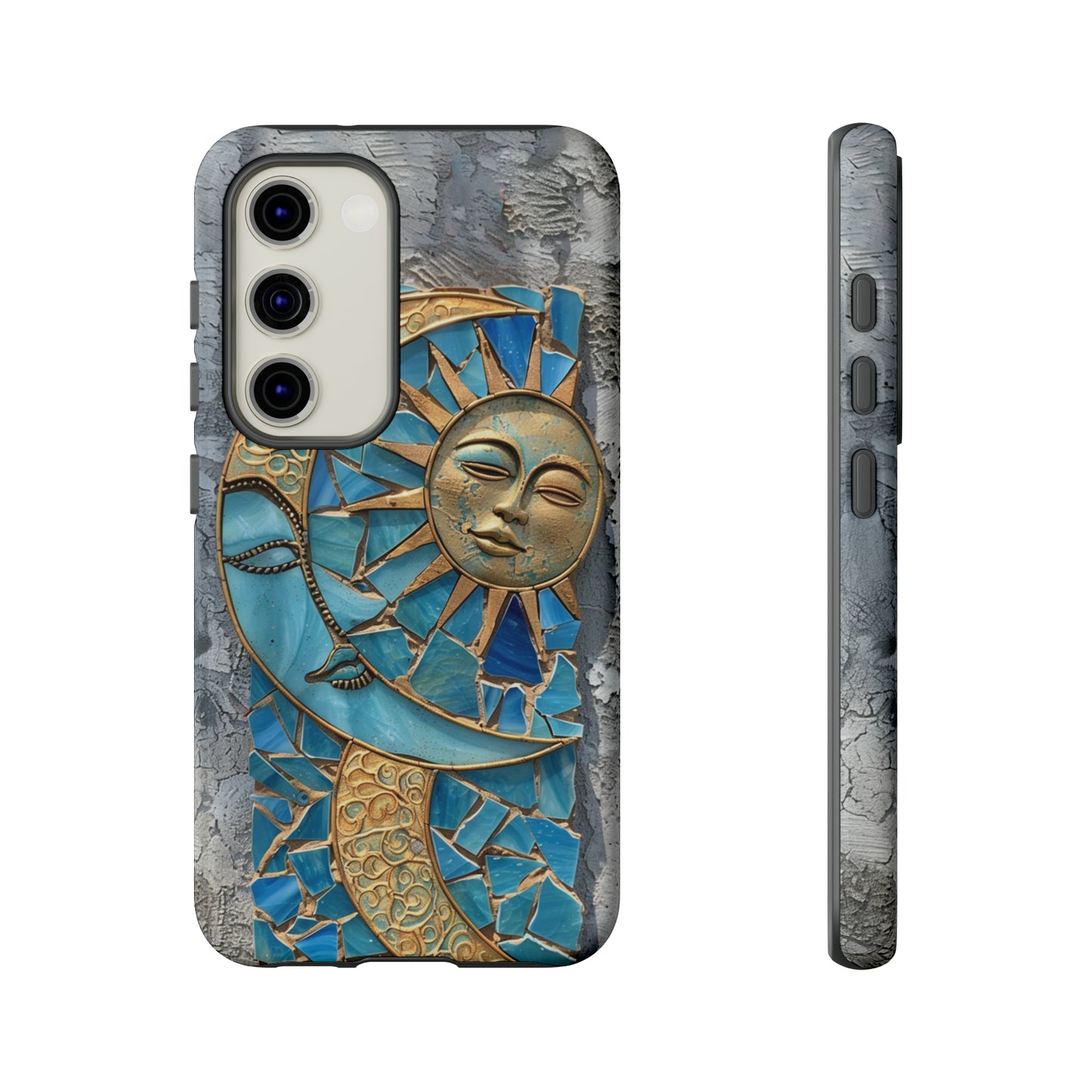 Boho Sun and Moon Mosaic Tile Stained Glass Phone Case