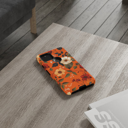 Orange Floral Phone Tough Case