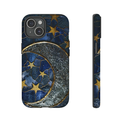 Moon Stars Stained Glass Starry Night Phone Case