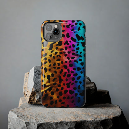 Kaleidoscopic Wild: Psychedelic Rainbow Leopard Print | Dazzling iPhone Case