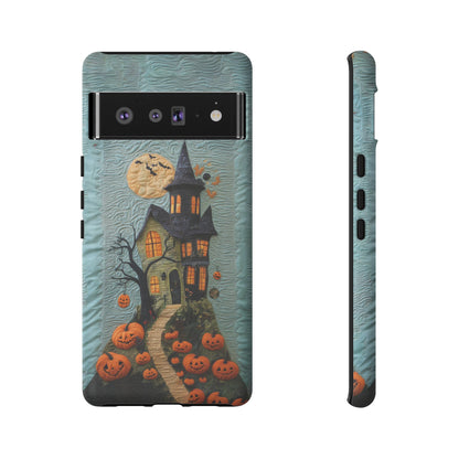 Halloween Haunted House Vintage Embroidery Style Phone Cover