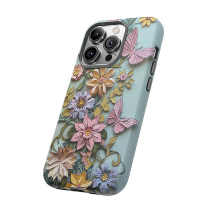 Pastel Pink Butterflies and Flowers iPhone Case