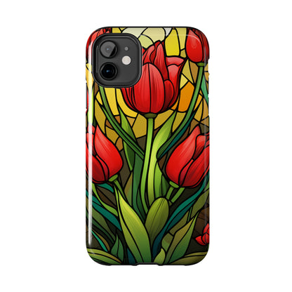 Stained Glass Tulip Floral Aesthetic iPhone Case | Embrace the Beauty of Nature in Full Bloom