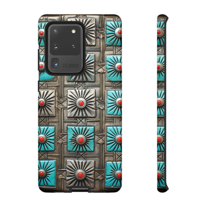Vintage Navajo Native American Turquoise Concho Phone Case for iPhone 15, 14, 13, 12, 11 Pro Max, 14 Plus, iPhone XS Max, iPhone XR, iPhone 7, 8, 14, 15 Plus, SE