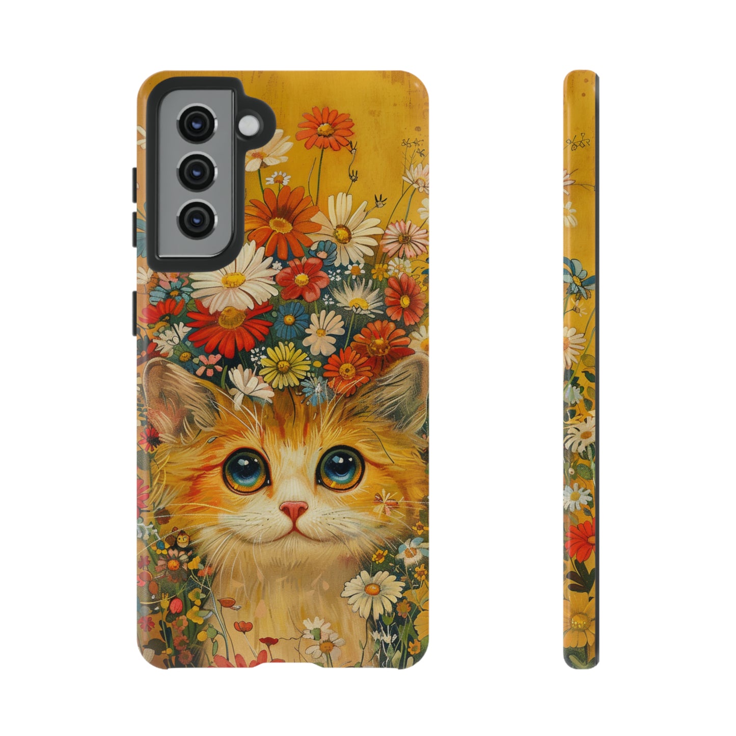 Cute Cat in Floral Garden Phone Case