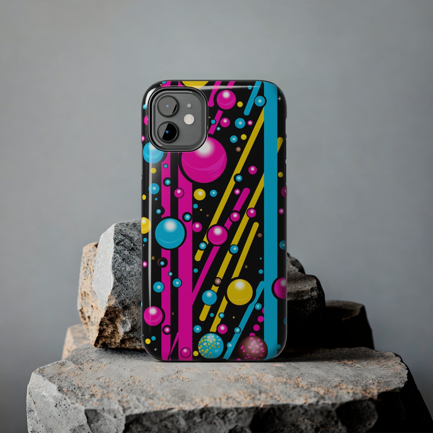 Retro Geometric Psychedelic iPhone Case | A Nostalgic Trip to Colorful Dimensions