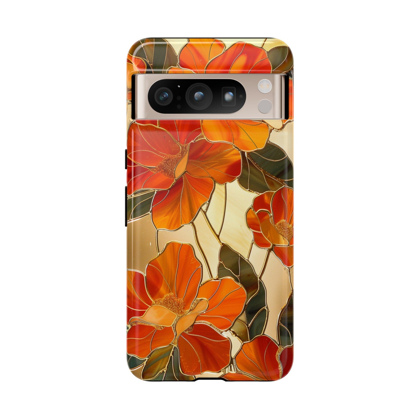 Orange Floral Phone Case Stained Glass Flower Aesthetic