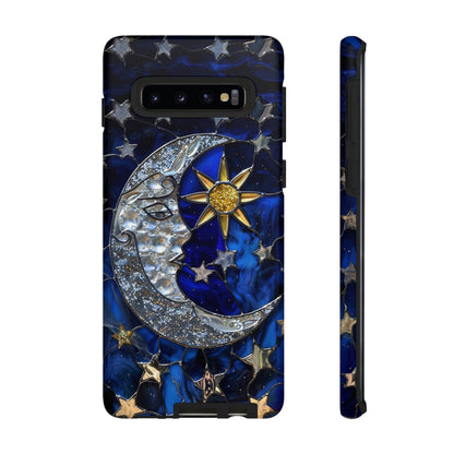 Cosmic Moon & Stars Stained Glass Starry Night Phone Case