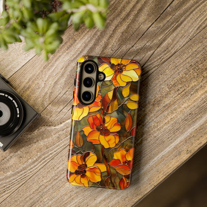 Orange Floral Phone Case Stained Glass Style