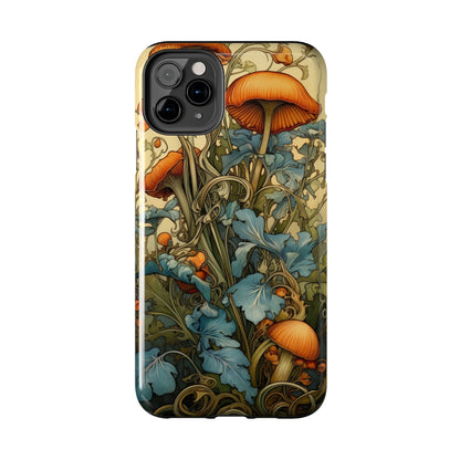 Vintage Mushroom iPhone Case Floral Aesthetic Art Nouveau Retro Phone Tough Case iPhone 14 Plus 13 12 7 8 SE Hippie Boho Style