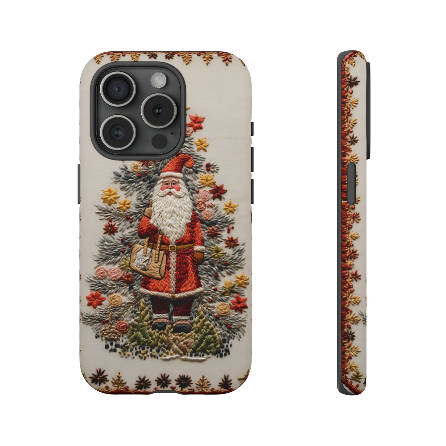 Vintage Embroidery Christmas Santa Phone Case