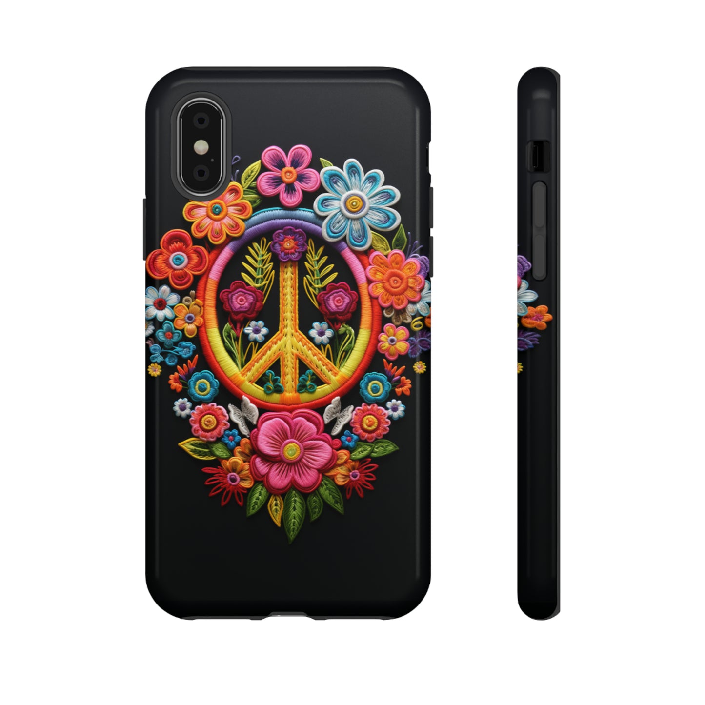 Retro floral peace symbol case for iPhone 14 Pro Max