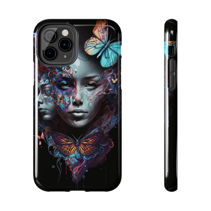 Synthwave Butterfly Girl Trippy Fantasy Art iPhone Case | Embrace the Futuristic Vibe with Whimsical Artistry