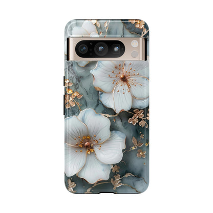 White Flower on Marble Stone  Phone Case