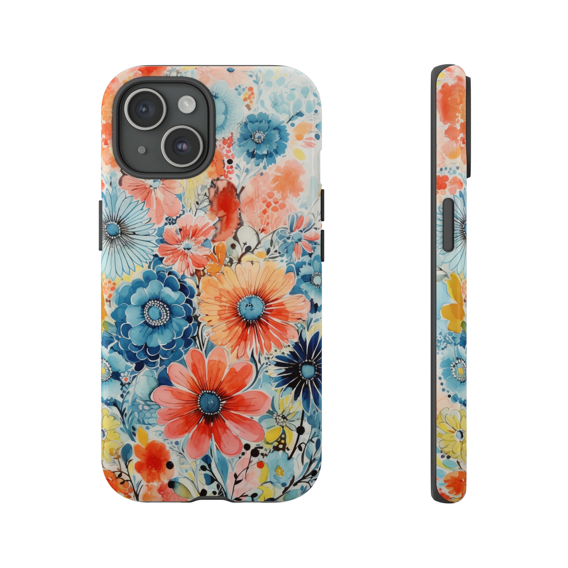 Watercolor wildflower painting phone case for iPhone 15