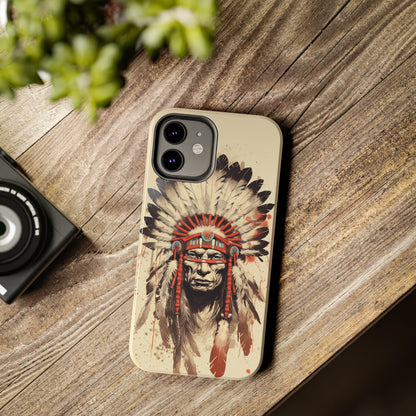 Proud Heritage: Native American Chief Headdress | Iconic Tribal iPhone Case for Models 11 through 14 Pro Max