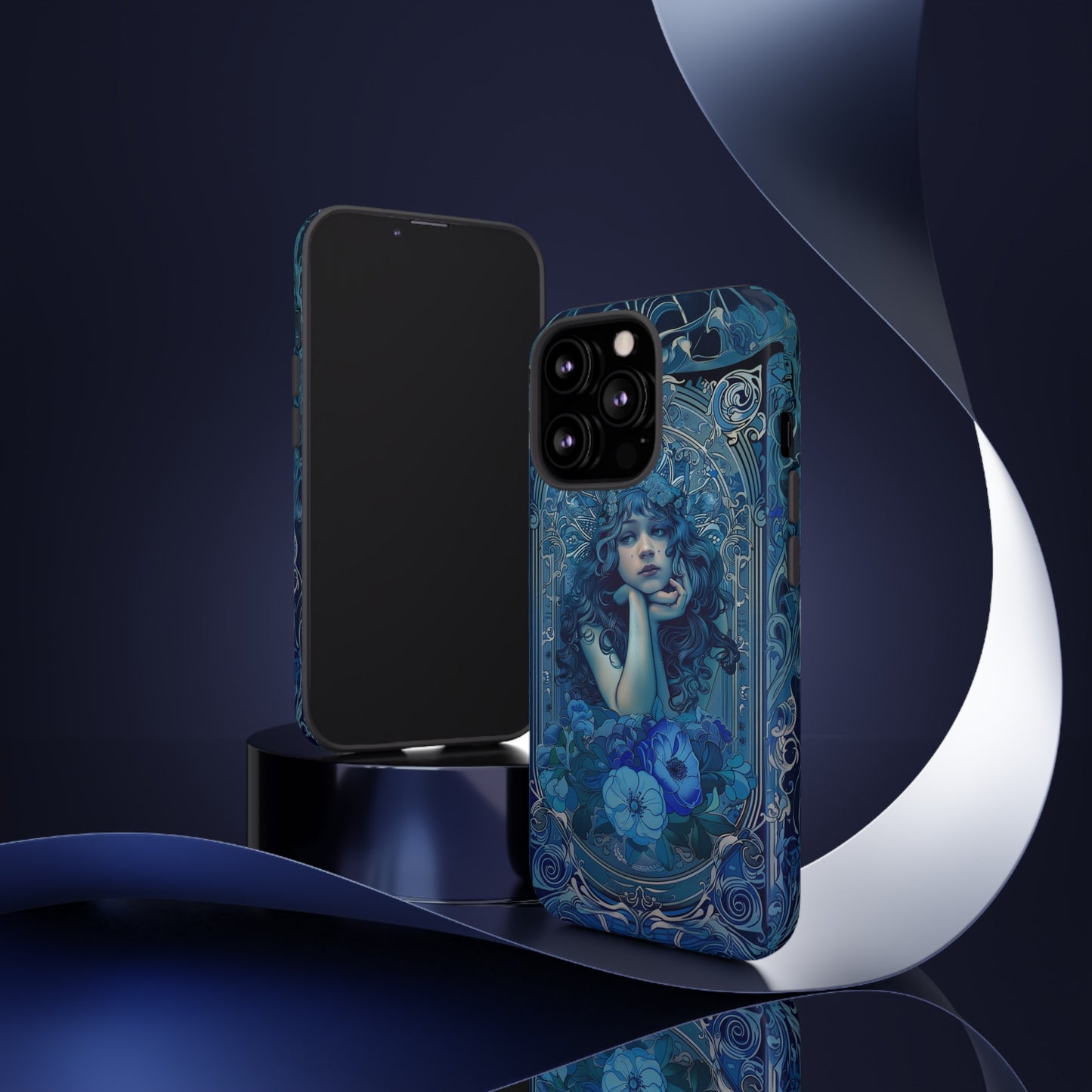 Blue Floral Art Nouveau Style Phone Case