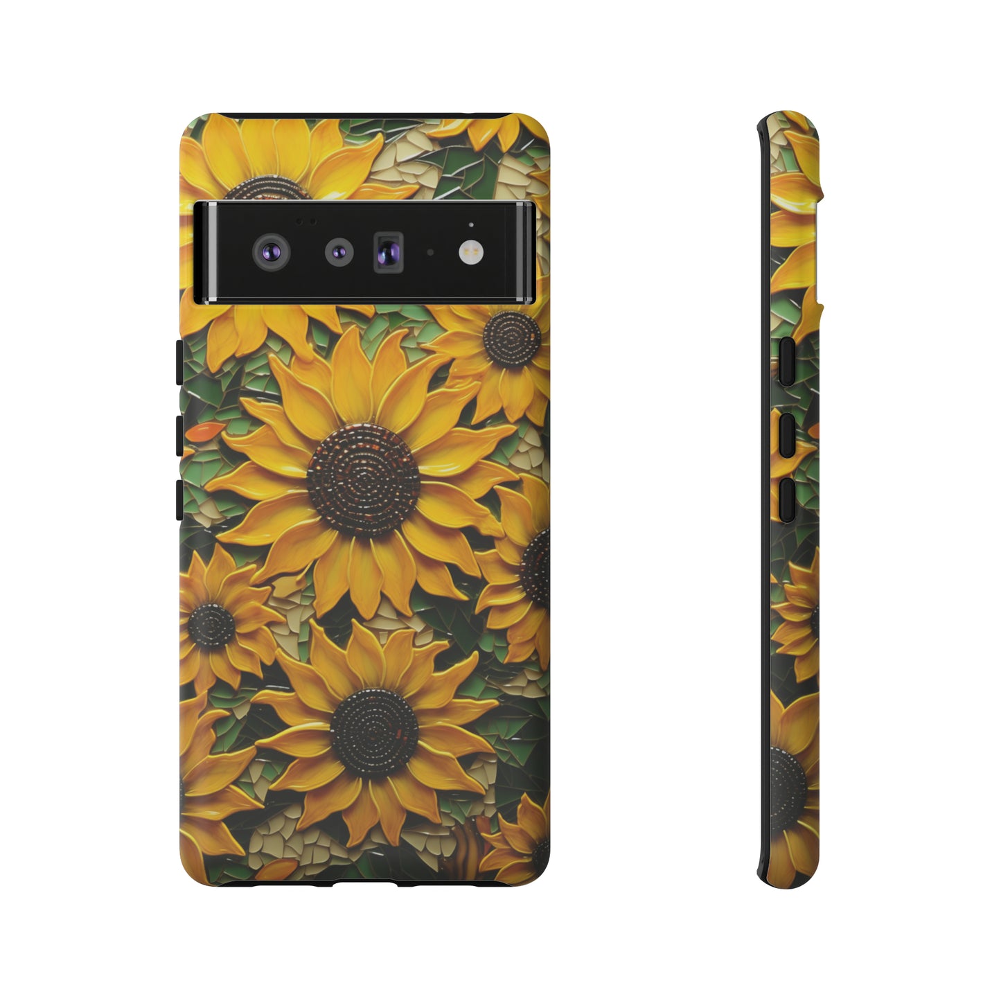 Sunflower Floral Color Explosion Mosaic Glass