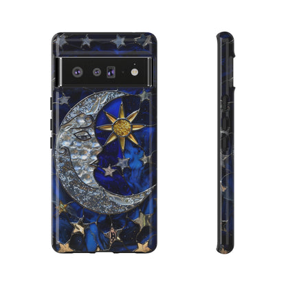 Cosmic Moon & Stars Stained Glass Starry Night Phone Case