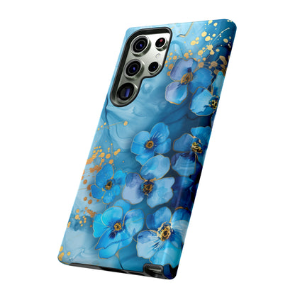 Forget Me Nots Gold Color Splash Floral Design Phone Case