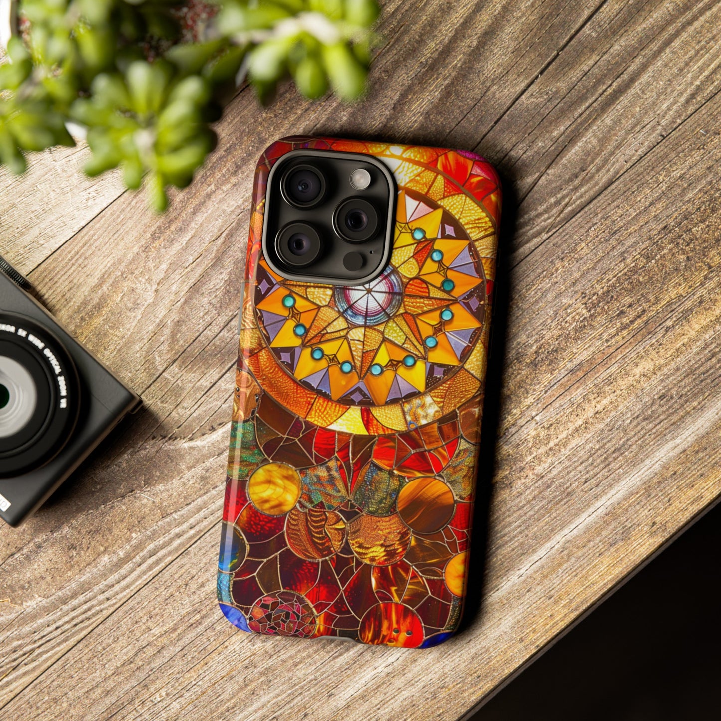 Cosmic Stained Glass Mandala Phone Case