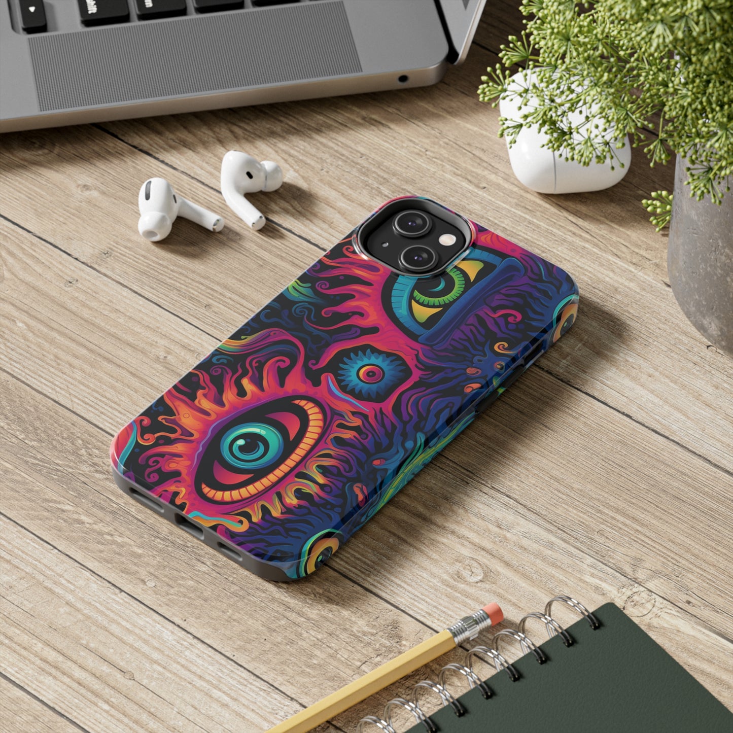 Psychedelic Art: The Eyes Upon Us iPhone Case | Embrace the Mystique of Trippy Visuals