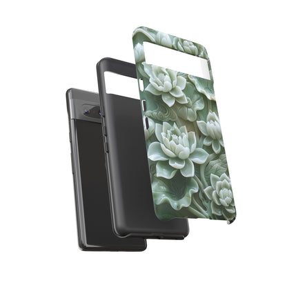 Green Jade Lotus Floral Art Phone Case