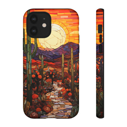 Desert Sunset Cactus Mosaic Tile