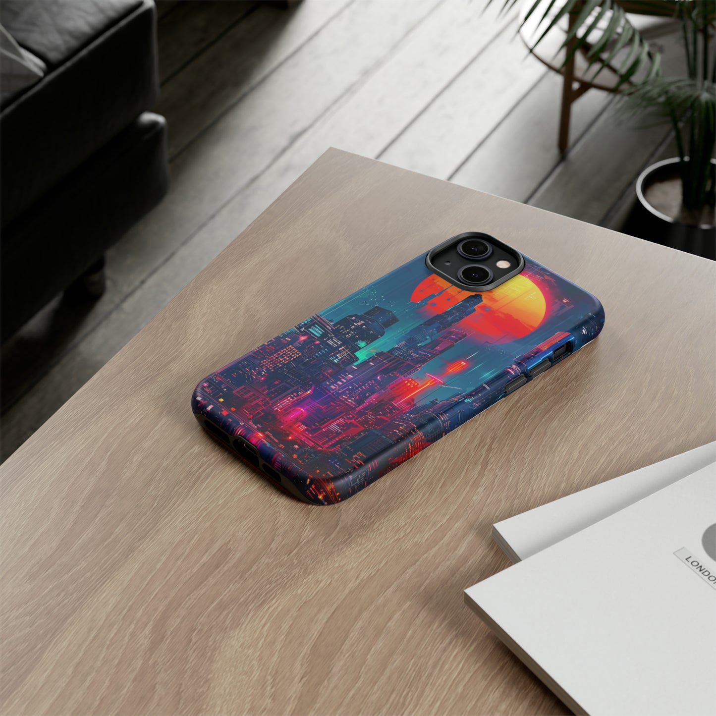 Cyberpunk Full Moon Cityscape Phone Case