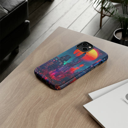 Cyberpunk Full Moon Cityscape Phone Case