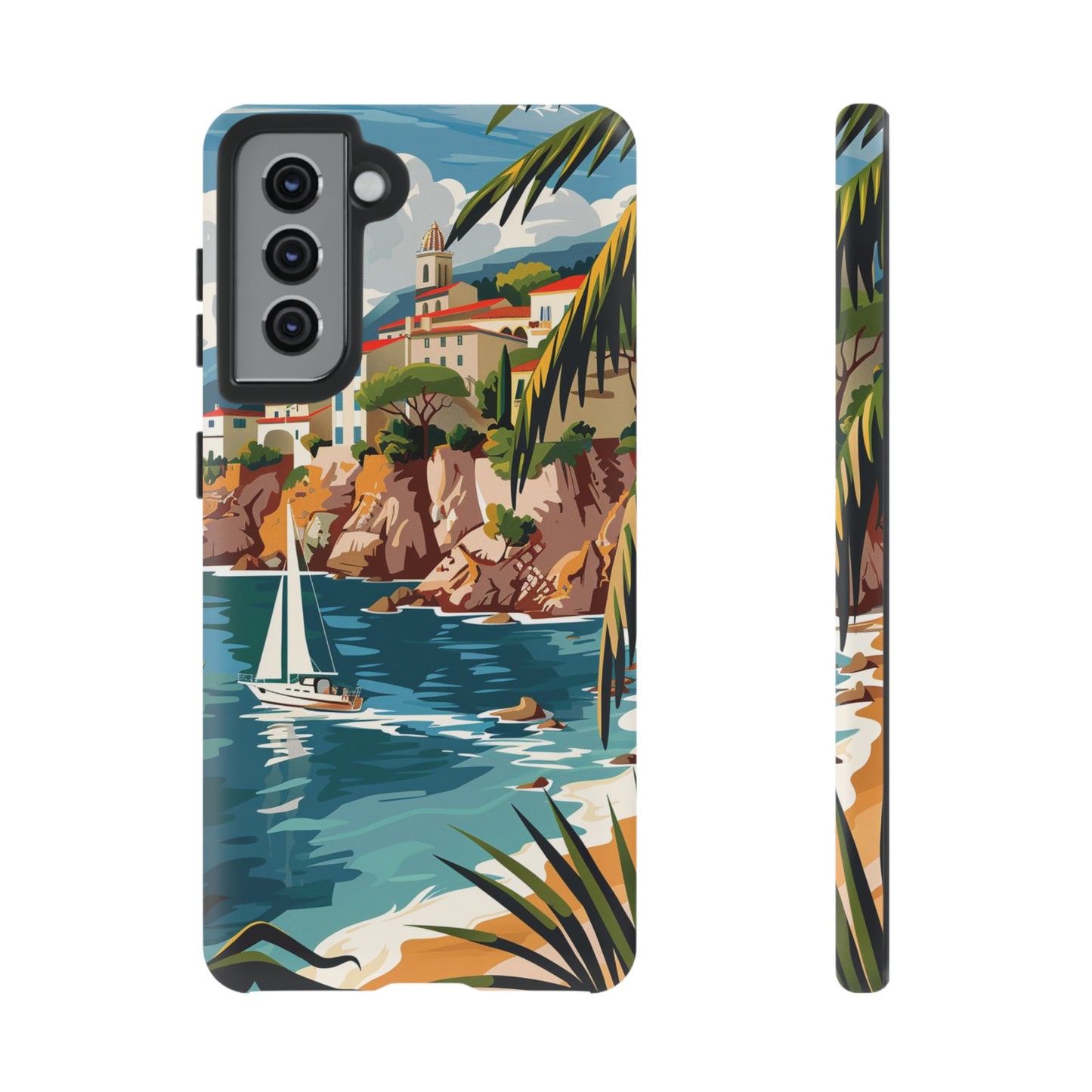 Midcentury French Riviera Sailboat Painting Phone Case