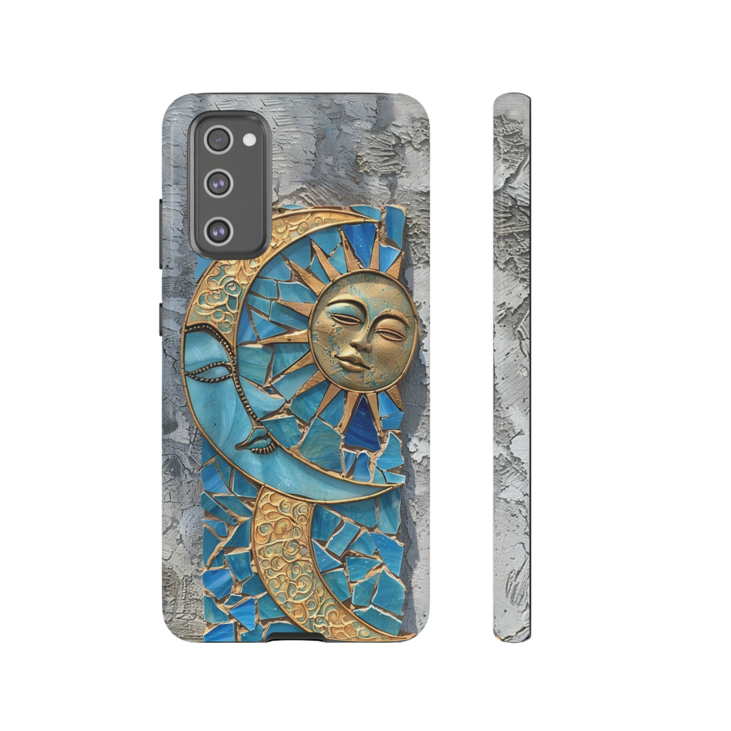 Boho Sun and Moon Mosaic Tile Stained Glass Phone Case