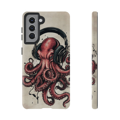 Retro Style Japanese Octopus Listening to Headphones Phone Cover